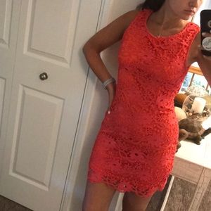 Coral Floral Lace Dress